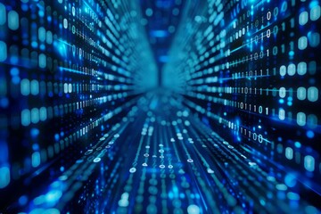 Display of binary numbers on monitor. visualizing complex computations or algorithms in action. Neural network ai generated