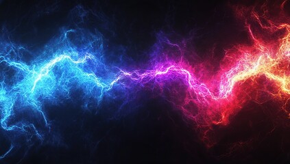 Obraz premium Abstract technological background with glowing red, blue, and purple lights on a black backdrop