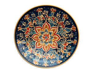 decorative ceramic wall plate featuring intricate floral design in vibrant colors. detailed patterns create stunning visual appeal, perfect for home decor