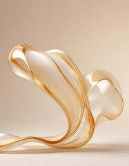 Elegant Golden Beige Transparent Flowing Ribbons