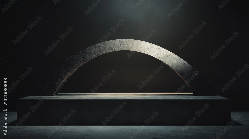 Poster abstract architectural sculpture in minimalist environment with dramatic lighting and smooth curved 