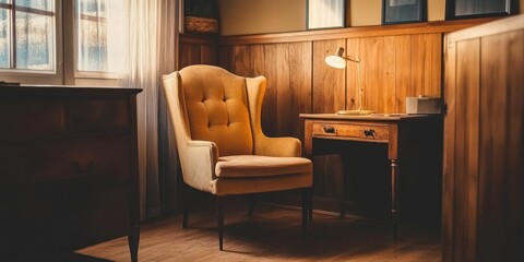 Cozy Reading Nook with Armchair and Desk