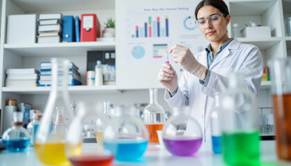 Scientist conducting experiments with test tubes in laboratory, scientific research