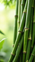 Fresh Bamboo Stalks Isolated on Transparent Background for Eco-Friendly Marketing and Wellness Projects