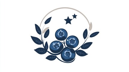 Blueberry wreath graphic design, decorative, food, illustration, elegant, simple, modern, useable for branding
