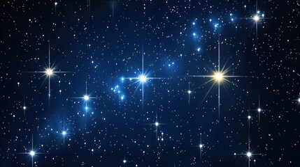 Obraz premium Starry night sky with bright stars and constellations shining over a deep blue background perfect for astronomy and space-themed projects