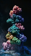 Obraz premium Stunning Visual Representation of Complex Molecular Structures. Detailed 3D Renderings of Protein Clusters. Beautiful and Intricate Scientific Art.