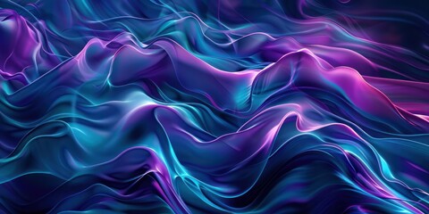 Fototapeta premium Abstract background with blue and purple waves, dark background gradient smooth curve wave swirl.