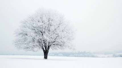 Beautiful tree in the white snow