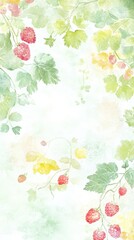 Watercolor Raspberry Illustration: A Delicate Floral Design with Soft Pastel Colors