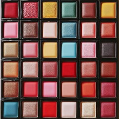 Fototapeta premium Colorful Eyeshadow Palette Makeup Flat Lay