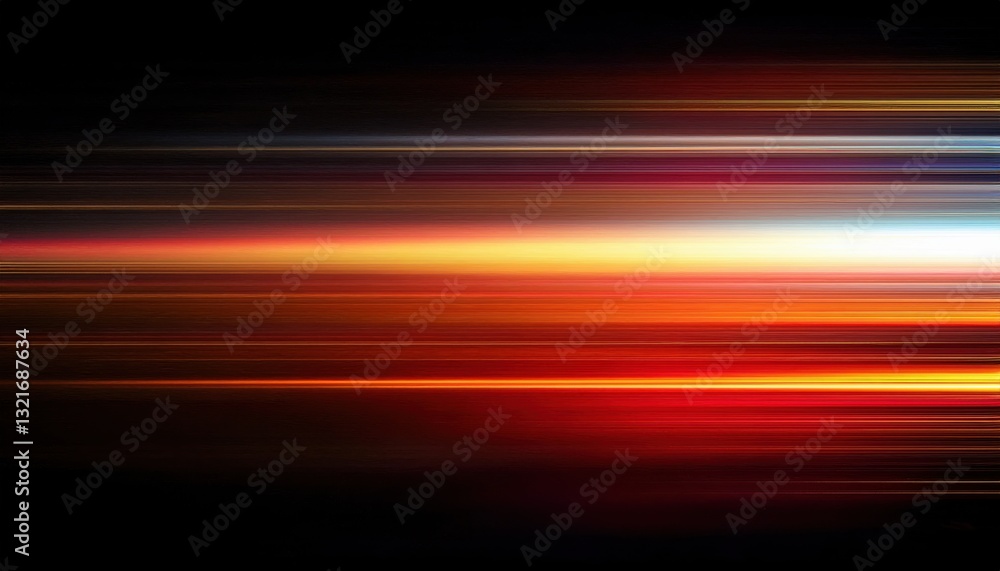 Aufkleber dynamic motion blur light streaks in red, orange, and yellow on a dark background, abstract speed ef