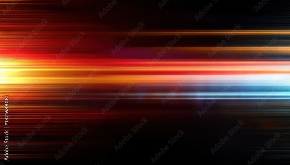 Aufkleber dynamic motion blur light streaks in red, orange, and yellow on a dark background, abstract speed ef