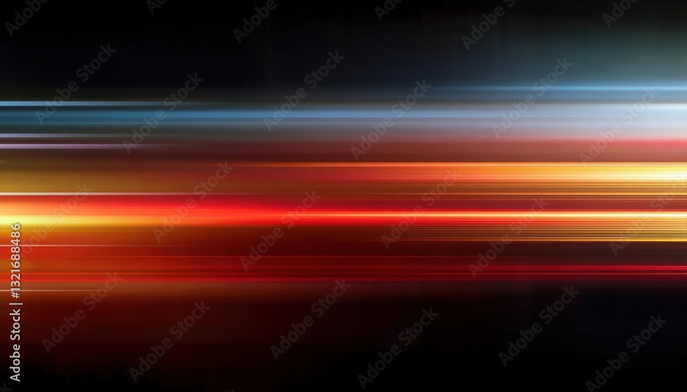 Aufkleber dynamic motion blur light streaks in red, orange, and yellow on a dark background, abstract speed ef