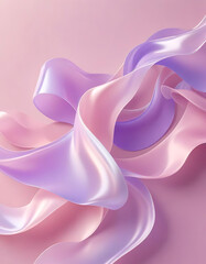 Obraz premium Elegant Pastel Purple Flowing Ribbons on Pink Background