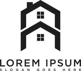 Minimalist black house logo with modern and simple design. Suitable for branding, property, architecture, and real estate purposes. Vector format with clean lines and professional look