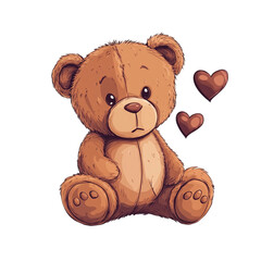 Obraz premium Adorable brown teddy bear sitting with hearts a sweet Valentine's Day image