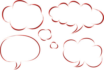 bright red colorful comic design speech bubbles set
