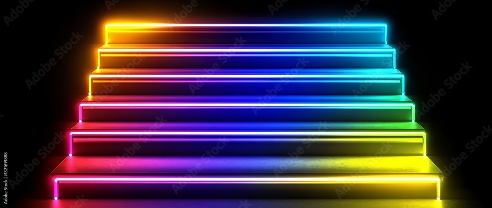 Aufkleber a vivid spectacle of rainbow-colored light beams emerges from a circular foundation, generating a dy