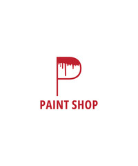 P letter Painter logo, P letter paint shop logo