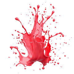 Vibrant Red Paint Splash with Dynamic Water Droplets on Black Background