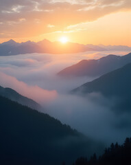 Obraz premium Thick fog covering the mountains