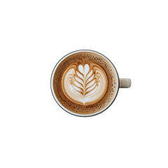 Artful Coffee Latte with Beautiful Foam Design in Round Cup