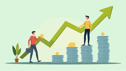 Concept of growth strategy in financial investments for long-term success