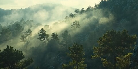 Naklejka premium Misty Mountain Landscape