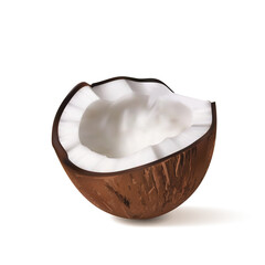 Half Part Of Coconut Isolated On White Background