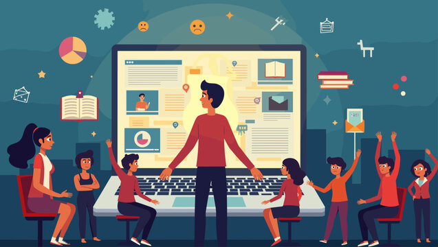 Laptop computer unlocking world of digital knowledge and online learning resources