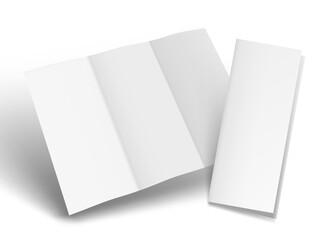 White Blank Three Sheets Fold Leaflet With Shadow