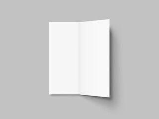 White Blank Two Sheets Fold Leaflet With Shadow