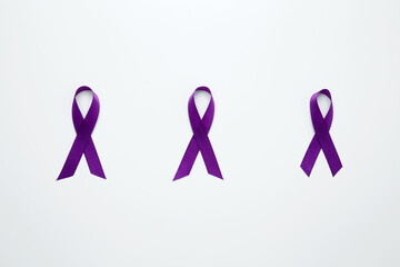Purple Epilepsy Awareness Day, purple ribbon held, symbol of support