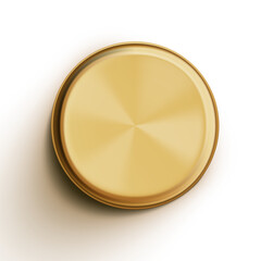 Golden Metallic Tin Can For Food. Top View