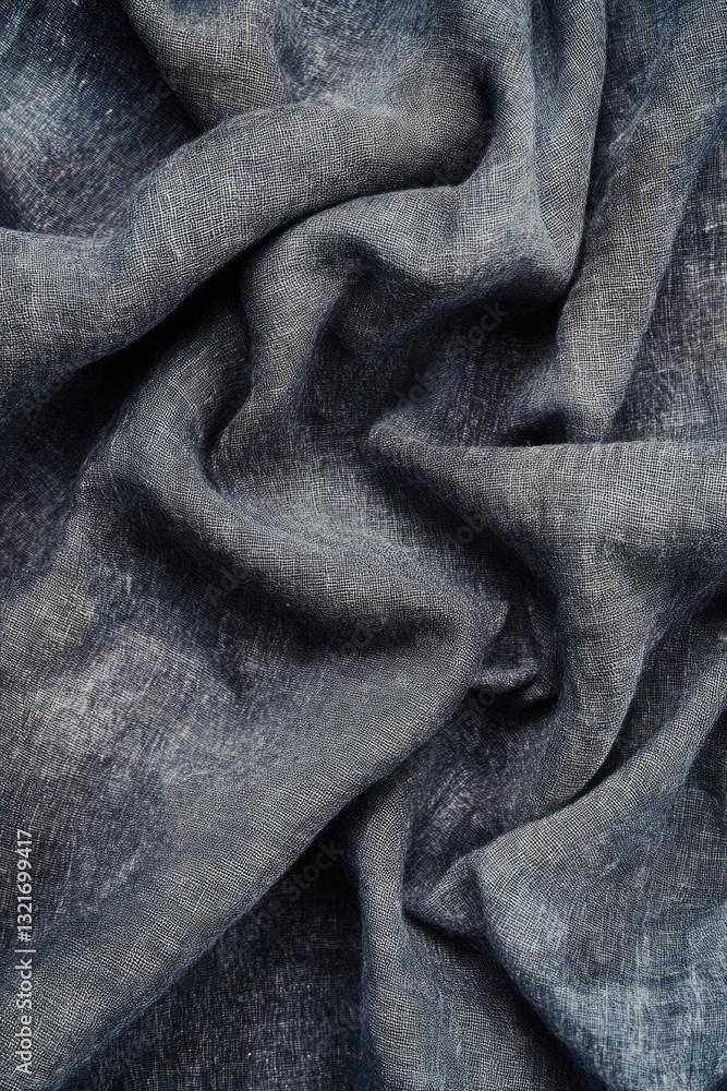 Poster A close-up shot of dark blue fabric with intricate texture and patterns
