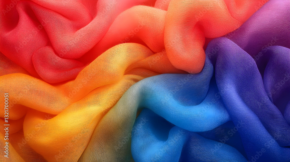 Aufkleber vibrant, multicolored fabric in a swirling pattern. rich hues blend seamlessly, creating a dynamic t