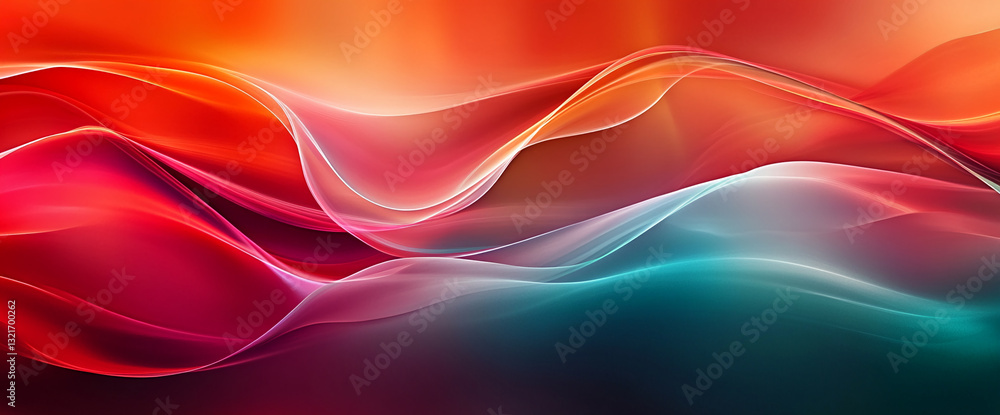 Poster abstract image of flowing red and teal waves, creating a dynamic and vibrant design, showcasing move