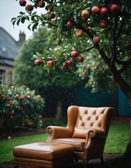 Obraz premium a seat in the garden, imaginary