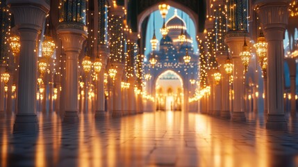 Obraz premium Night Cityscape Golden Lights Reflection