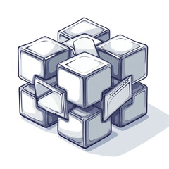 Obraz premium Interlocking cubes a complex puzzle of gray shapes