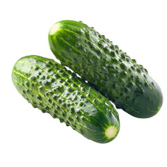 Fresh and Crisp Green Cucumbers Isolated on White Background