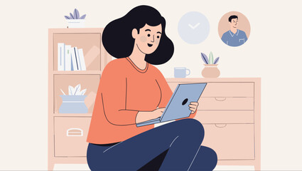 Woman Engaged in Phone Conversation Using Modern Mobile Device