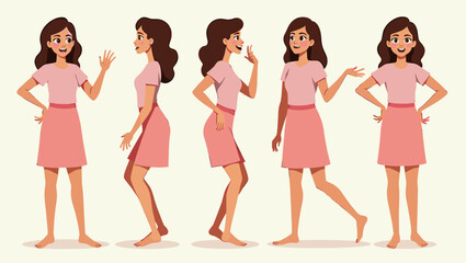 Woman expressing range of emotions through facial expressions and body language