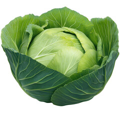 Obraz premium Fresh, crisp head of cabbage with vibrant green leaves arranged neatly on a wooden surface showcasing natural produce isolated on transparent background..