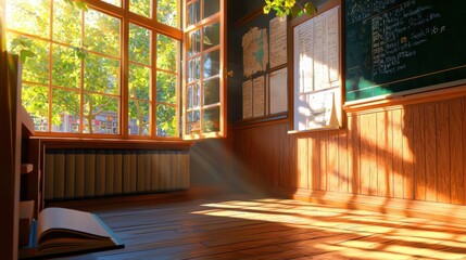 Fototapeta premium Step into the future of education with our vibrant virtual classroom Experience enhanced engagement through captivating animated learning materials, transforming traditional lessons into immersive