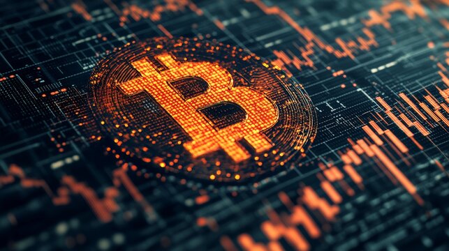 A cryptocurrency coin featuring luminous circuit lines, emblematic of current financial trends