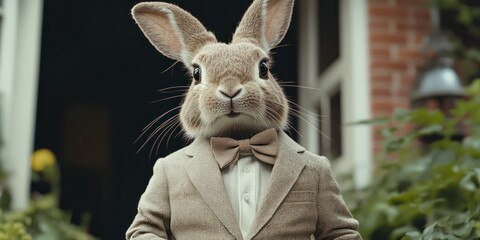 Rabbit in Suit Outdoor Setting