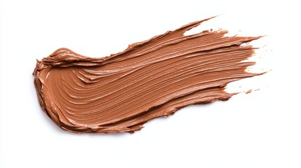 Brown paint stroke isolated on a white background, perfect for artistic backgrounds or graphic design projects.