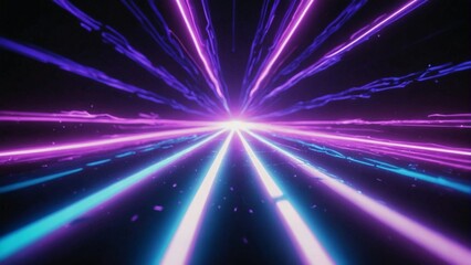 Fototapeta premium Fast speed neon light trails in futuristic tunnel, motion blur of pink and blue streaks for high speed internet and data transfer concepts